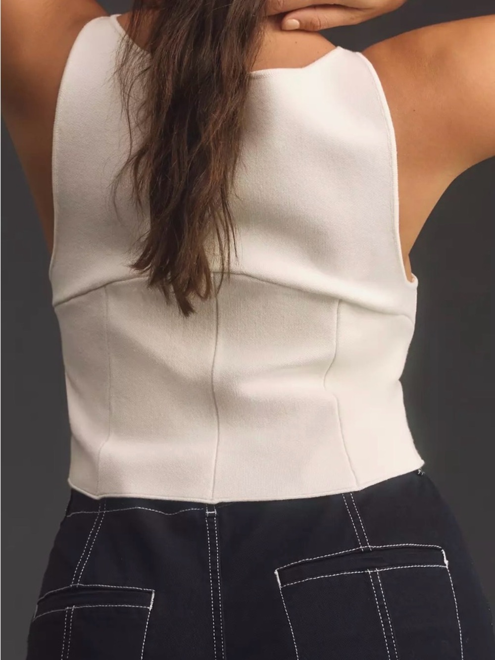 Anthropologie Corset Style Tank Top with Clasps - Picture 6 of 7